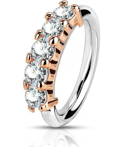 16g/18g/20g Surgical Steel CZ Lined Bendable Cartilage & Nose Hoop 16g Rose Gold Tone $8.95 Body Jewelry