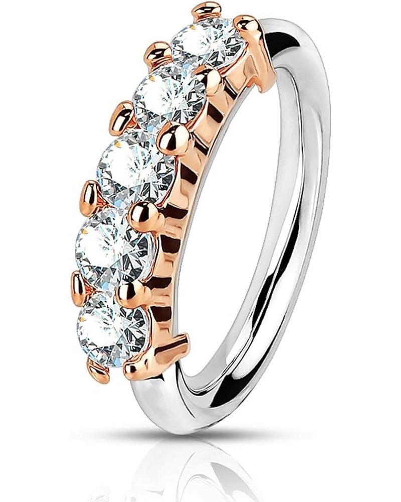 16g/18g/20g Surgical Steel CZ Lined Bendable Cartilage & Nose Hoop 16g Rose Gold Tone $8.95 Body Jewelry