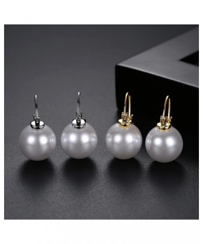 Pearl Dangle Earrings for Women | White Pearl Swarovski Elements Cubic Zirconia Drop Dangling Earrings | Gold Plated Freshwat...