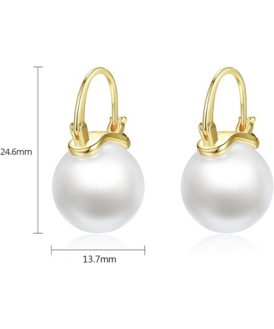 Pearl Dangle Earrings for Women | White Pearl Swarovski Elements Cubic Zirconia Drop Dangling Earrings | Gold Plated Freshwat...