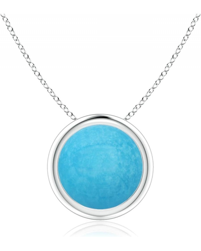 Natural Turquoise Solitaire Pendant Necklace for Women, Girls in 14K Solid Gold/Sterling Silver | Jewelry Gift for Her | Birt...