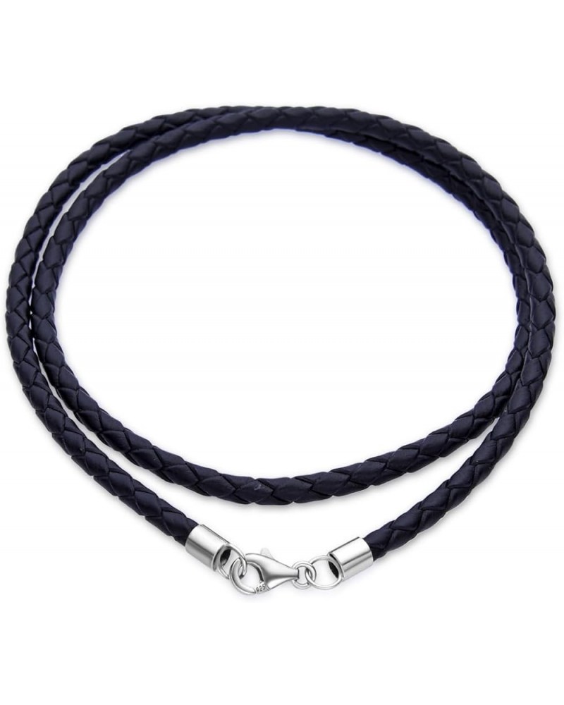 Authentic 2mm 3mm Leather Cord Charm Chain Necklace with 925 Sterling Silver Clasp Hypoallergenic Nickel Free Women Men Jewel...