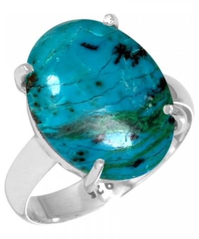 925 Sterling Silver Handmade Ring for Women 12x16 Oval Gemstone Statement Jewelry for Gift (99037_R) Chrysocolla $20.94 Rings