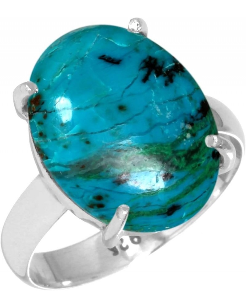 925 Sterling Silver Handmade Ring for Women 12x16 Oval Gemstone Statement Jewelry for Gift (99037_R) Chrysocolla $20.94 Rings