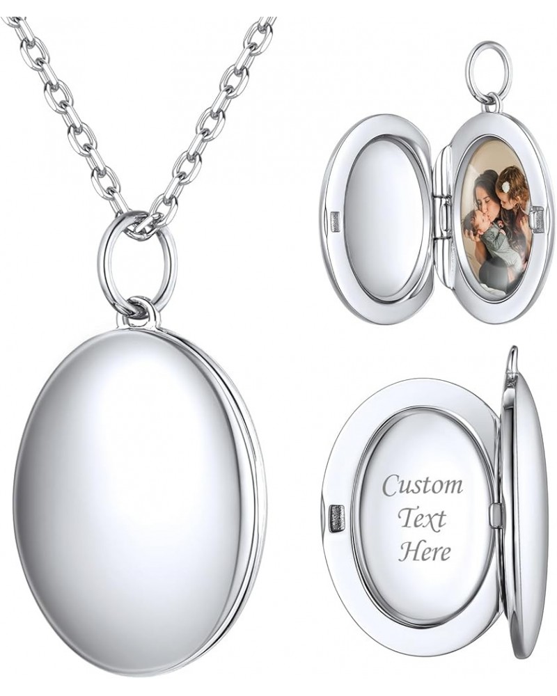 Personalized Oval Locket Pendant Necklace 925 Sterling Silver/18K Gold Plated Custom Photo Necklace Customized Picture Neckla...