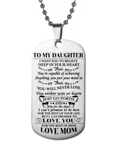 Women Men Dog Tag Necklaces Pendant Stainless Steel Necklace Gift To Daughter Son From Dad Mom Silver- To Daughter From Mom $...