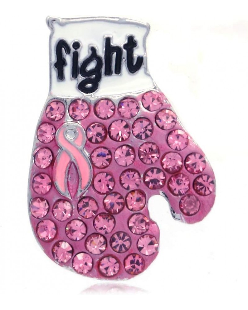 Pink Ribbon Fighting Boxing Gloves Breast Cancer Awareness Brooch Pin Charm Pink Rhinestones Jewelry Small Boxing Glove $8.95...