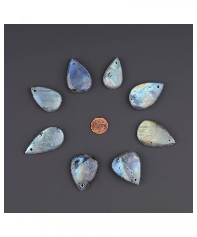 Men's Women's Teardrop Healing Crystal Necklace Labradorite - Adjustable Leather Cord $15.37 Necklaces