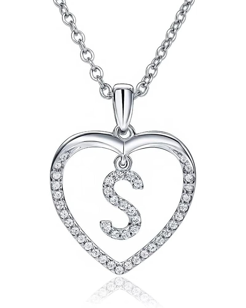 Heart Initial Necklace for Women 925 Sterling Silver Love Heart 26 Alphabets Necklace Pendant Jewelry 18 Inches Chain S $14.2...