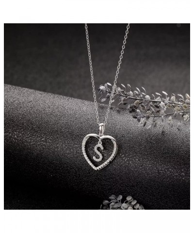 Heart Initial Necklace for Women 925 Sterling Silver Love Heart 26 Alphabets Necklace Pendant Jewelry 18 Inches Chain S $14.2...