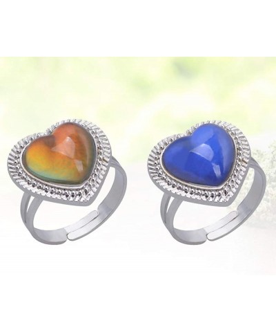 Mood Rings 2PCS Heart Shaped Changing Color Emotion Feeling Finger Ring Adjustable Size Gem Open Ring Jewelry Gift for Lover ...