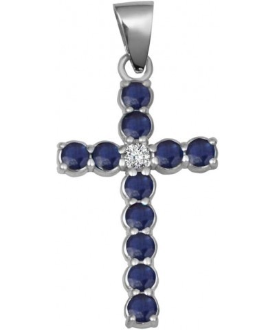 Elegant 10k White Gold Personalized Birthstone and Diamond Cross Small Pendant Black Sapphire $26.64 Necklaces