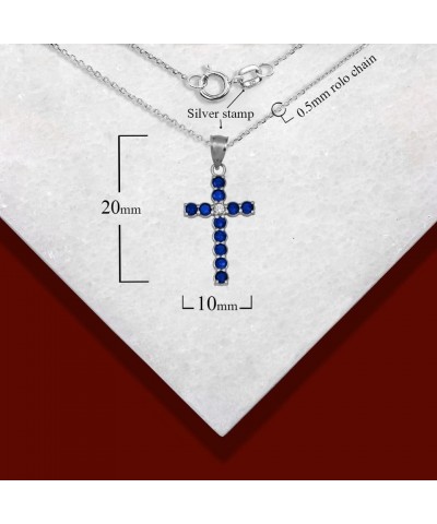 Elegant 10k White Gold Personalized Birthstone and Diamond Cross Small Pendant Black Sapphire $26.64 Necklaces