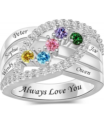 Mothers Day Rings with Birthstones Personalized Family Name Ring Free Engraving Custom 1-6 Name Ring for Women Jewelry Gift f...