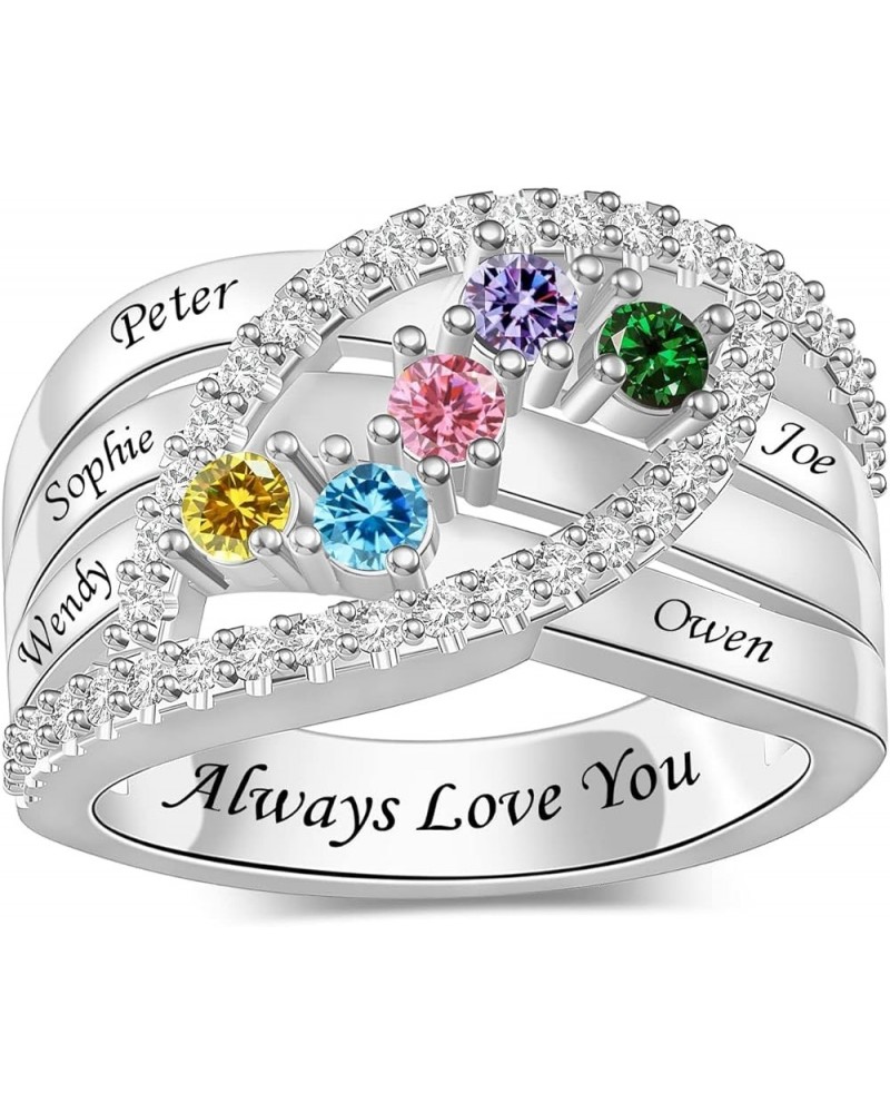 Mothers Day Rings with Birthstones Personalized Family Name Ring Free Engraving Custom 1-6 Name Ring for Women Jewelry Gift f...