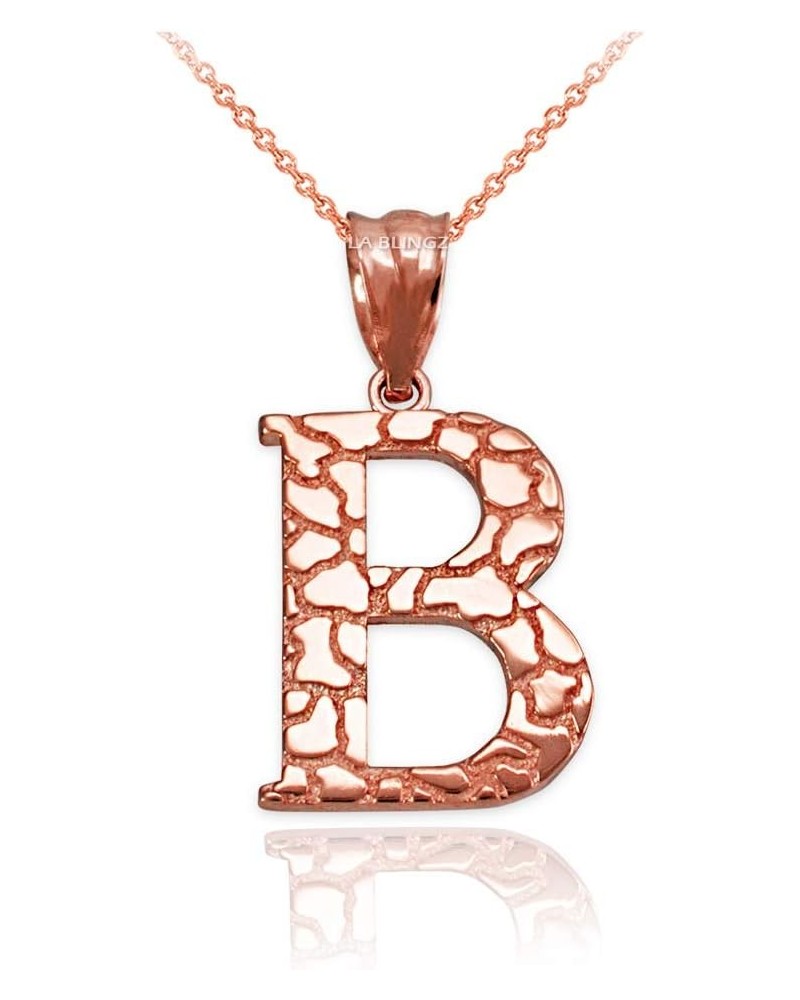 10K Rose Gold Nugget Initial Letter Alphabet Necklace 20.0 Inches Letter B $34.71 Necklaces