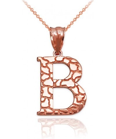 10K Rose Gold Nugget Initial Letter Alphabet Necklace 20.0 Inches Letter B $34.71 Necklaces