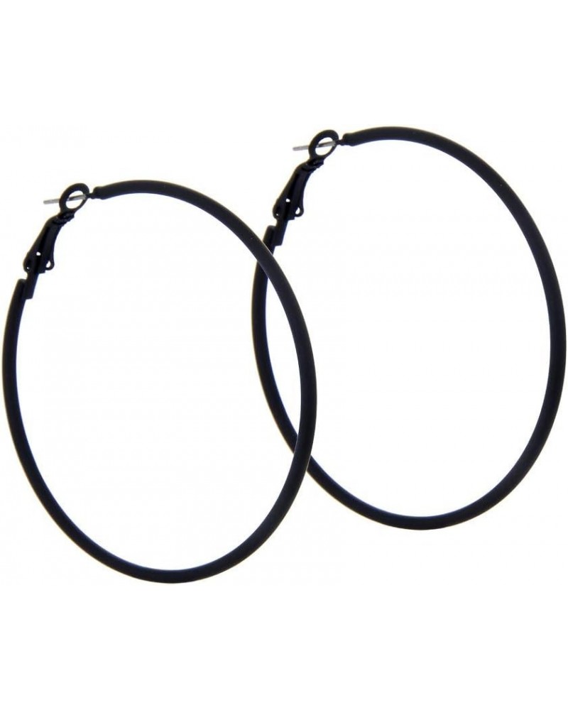 Classic Stainless Steel Colorful Hoop Earrings Big Round Hoop Earrings Multiple Colors For Women Girls Black $7.07 Earrings