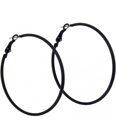 Classic Stainless Steel Colorful Hoop Earrings Big Round Hoop Earrings Multiple Colors For Women Girls Black $7.07 Earrings