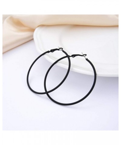 Classic Stainless Steel Colorful Hoop Earrings Big Round Hoop Earrings Multiple Colors For Women Girls Black $7.07 Earrings