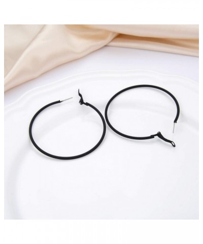 Classic Stainless Steel Colorful Hoop Earrings Big Round Hoop Earrings Multiple Colors For Women Girls Black $7.07 Earrings