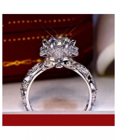 18K white gold plated hollow flower full diamonds set with 1 carat imitation diamond fashion engagement diamond ring, the bes...