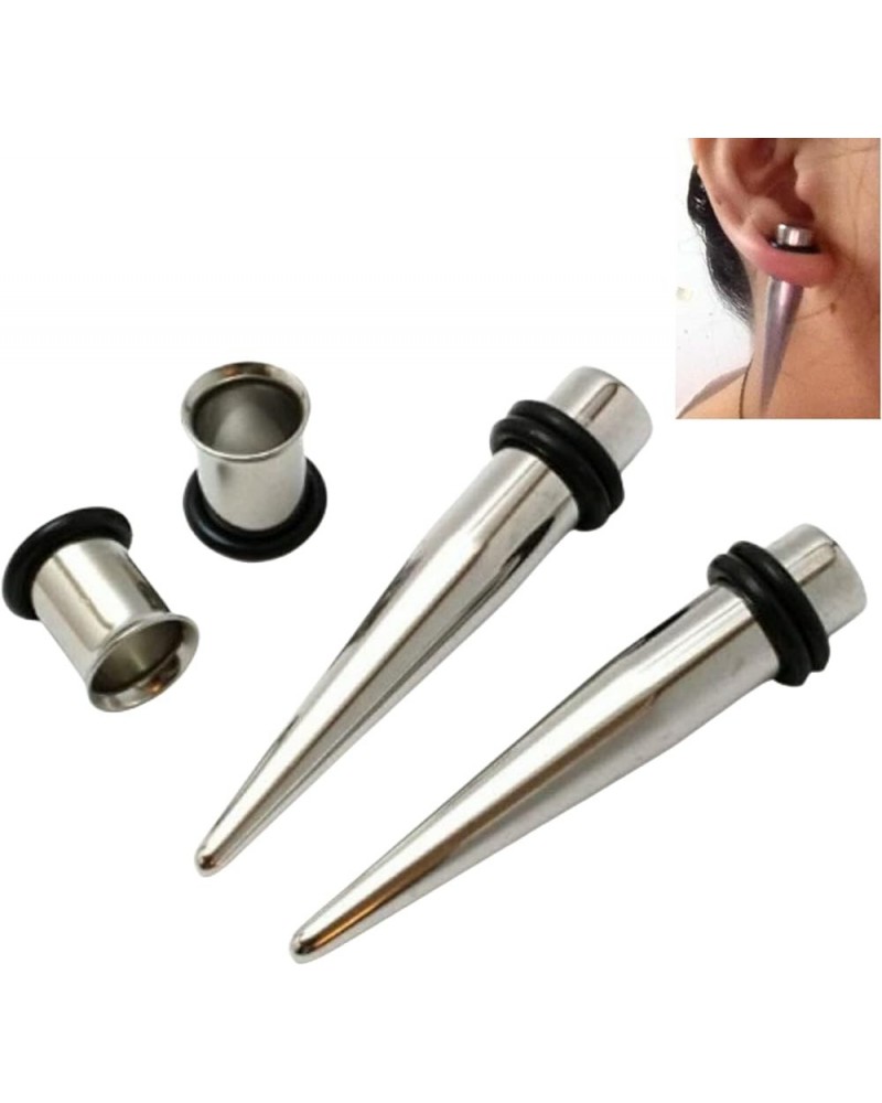 Stainless Steel Ear Gauge Taper Stretching and Single Flare Plugs Flesh Tunnel Kit (1G - 7mm) 2 Steel Tapers & 2 Steel Tunnel...