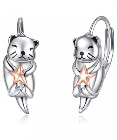 Otter Gifts for Women Girls Sterling Silver Otter Earrings Sea Otter Jewelry for Mother Sister Daughter $13.95 Earrings