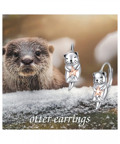 Otter Gifts for Women Girls Sterling Silver Otter Earrings Sea Otter Jewelry for Mother Sister Daughter $13.95 Earrings