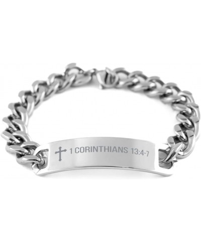 1 Corinthians 13:4-7 Cuban Chain Bracelet Bible Verse 1 Corinthians 13:4-7 Religious Bracelet Engraved for Women Men Personal...