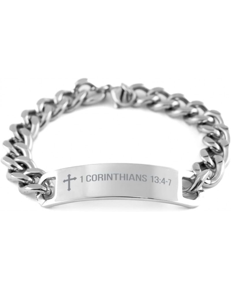 1 Corinthians 13:4-7 Cuban Chain Bracelet Bible Verse 1 Corinthians 13:4-7 Religious Bracelet Engraved for Women Men Personal...