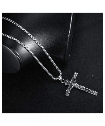 Fashion Jewelry，Pendant Necklace for Women Men's Stainless Steel Silver Vintage Jesus Cross Pendant Necklace Titanium Steel N...