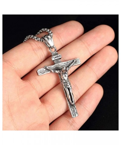 Fashion Jewelry，Pendant Necklace for Women Men's Stainless Steel Silver Vintage Jesus Cross Pendant Necklace Titanium Steel N...