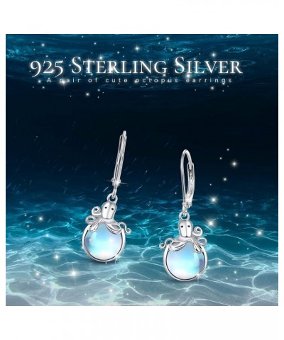 Moonstone Drop Earrings 925 Sterling Silver Octopus/Butterfly/Shell/Starfish Leverback Earrings Oceans Moonstone Dangle Earri...