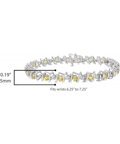 .925 Sterling Silver 4 Cttw Miracle-Set Diamond & Created Birthstone Caged Wave 7" Tennis Bracelet (H-I Color, I1-I2 Clarity)...