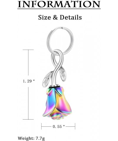 Rose Flower Urn Keychain Cremation Jewelry for Ashes, Stainless Steel Memorial Pendant Gift Funeral Keepsake Colorful $12.75 ...