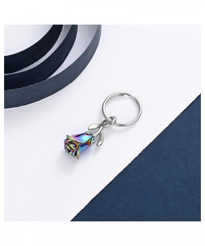 Rose Flower Urn Keychain Cremation Jewelry for Ashes, Stainless Steel Memorial Pendant Gift Funeral Keepsake Colorful $12.75 ...