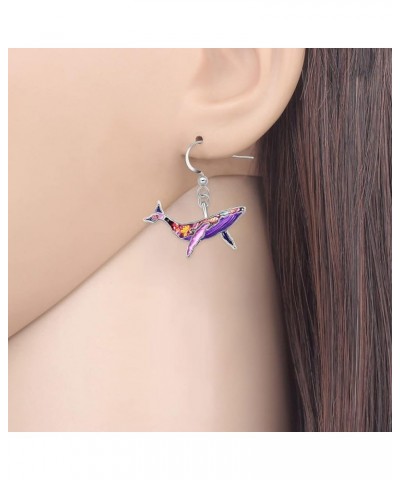 Mothers Day Gifts Enamel Cute Ocean Whale Earrings Dangle Zinc Alloy Whale Gifts for Women Mom Girls Charms Violet $10.02 Ear...