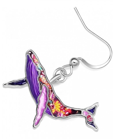 Mothers Day Gifts Enamel Cute Ocean Whale Earrings Dangle Zinc Alloy Whale Gifts for Women Mom Girls Charms Violet $10.02 Ear...