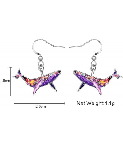 Mothers Day Gifts Enamel Cute Ocean Whale Earrings Dangle Zinc Alloy Whale Gifts for Women Mom Girls Charms Violet $10.02 Ear...