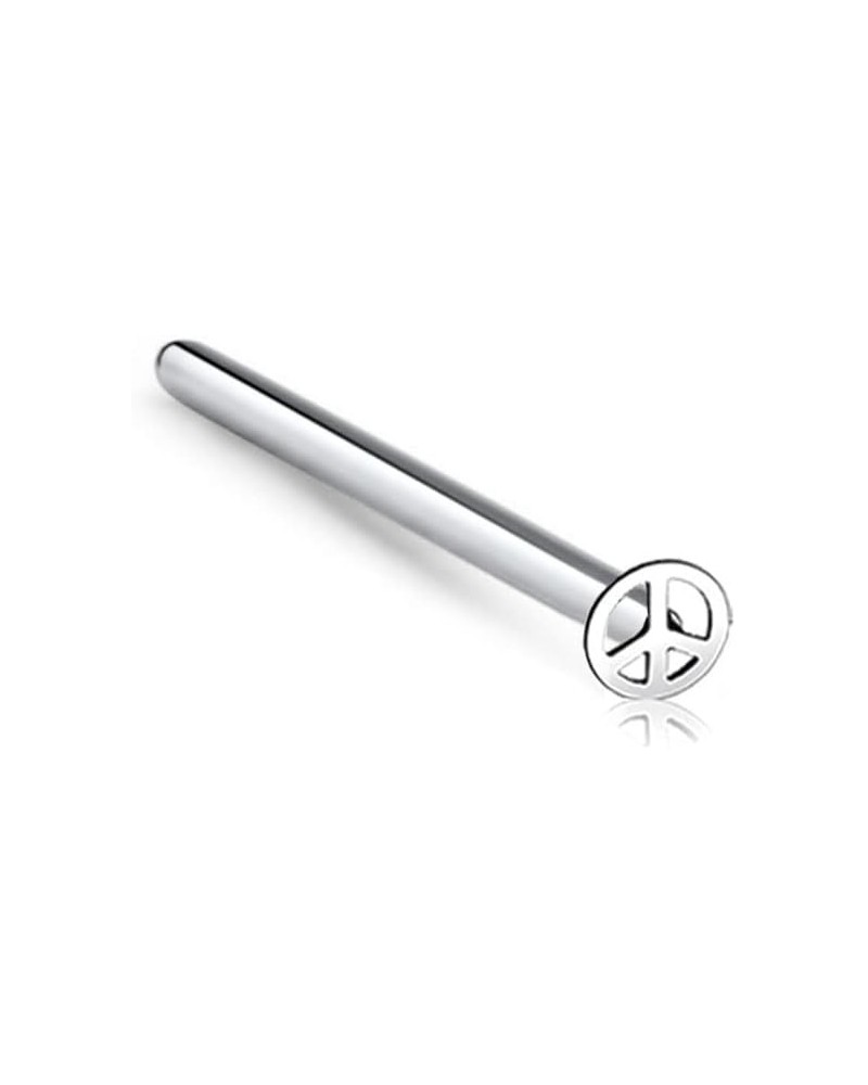 316L Surgical Steel Peace Sign Nose Stud Ring Choose Your Style 20G Straight Stud (10mm Post) $9.00 Body Jewelry