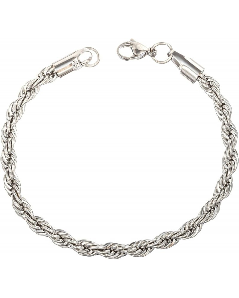 Stainless Steel Rope Link Chain Bracelet for Women Men, Silver Tone / 14K gold Plated 3/4/5/6mm wide Rope Chain Bracelets, 7....