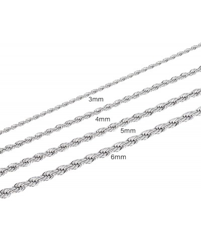 Stainless Steel Rope Link Chain Bracelet for Women Men, Silver Tone / 14K gold Plated 3/4/5/6mm wide Rope Chain Bracelets, 7....