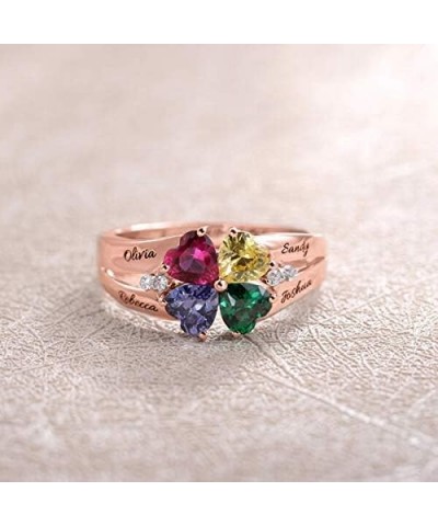 Personalized Name Promise Ring 925 Sterling Silver Heart Birthstone Ring Wedding Band Engagement Ring 2 Name & 3 Name & 4 Nam...