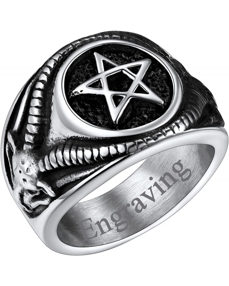 Satanic Jewelry Baphomet Goat Rings Sigil of Lucifer Satan Symbol Signet Ring for Men Woman Size 7/8/9/10/11/12/13/14 Persona...