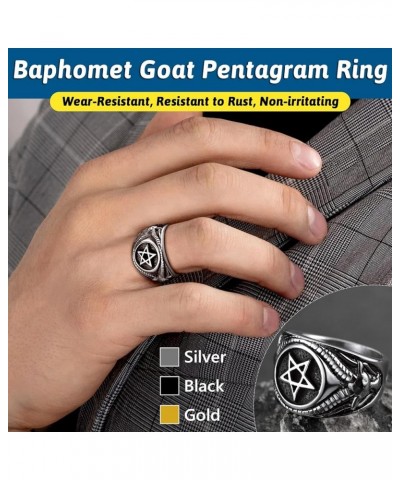 Satanic Jewelry Baphomet Goat Rings Sigil of Lucifer Satan Symbol Signet Ring for Men Woman Size 7/8/9/10/11/12/13/14 Persona...