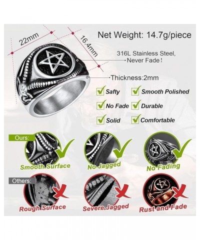 Satanic Jewelry Baphomet Goat Rings Sigil of Lucifer Satan Symbol Signet Ring for Men Woman Size 7/8/9/10/11/12/13/14 Persona...