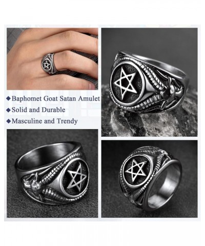 Satanic Jewelry Baphomet Goat Rings Sigil of Lucifer Satan Symbol Signet Ring for Men Woman Size 7/8/9/10/11/12/13/14 Persona...