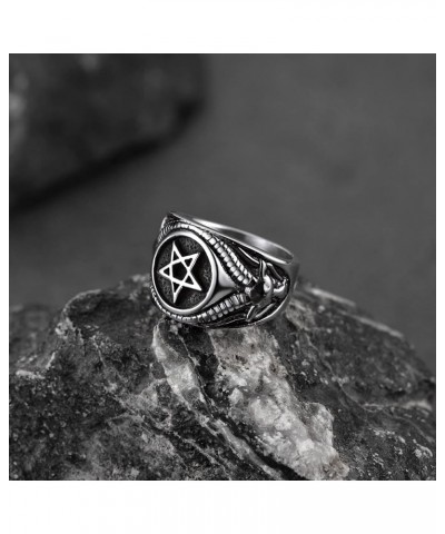 Satanic Jewelry Baphomet Goat Rings Sigil of Lucifer Satan Symbol Signet Ring for Men Woman Size 7/8/9/10/11/12/13/14 Persona...