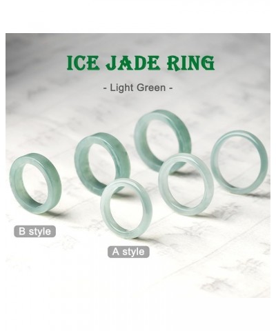 Light Green Jade Rings for Women, Ice Jadeite Jade Band Ring Genuine Natural Stone Jade Jewelry Crafts Gifts, Good Luck Jade ...